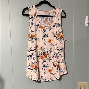 LuLaRoe Floral Tank Top with Orange and Blue